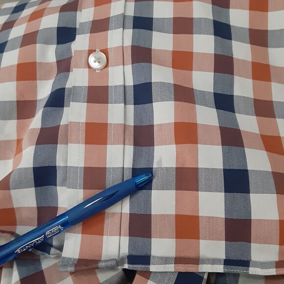 Lucky Brand Button Shirt Mens Blue Orange Slim Fit Plaid Long Sleeve XL - Picture 4 of 9